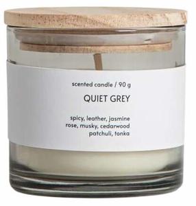 Svece, aromātiskā Homla Essential Quiet Grey, 15 h, 90 g, pelēka krās.