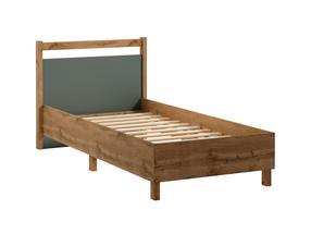Lova viengulė Gala Meble Indygo L90, 90 x 200 cm, ąžuolo sp./žalia sp., be čiužinio, su grotelėmis