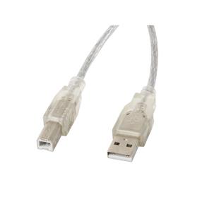 Провод Lanberg USB to USB-B CA-USBA-12CC-0030 USB 2.0 A male, USB 2.0 B male, 3 м, прозрачный цв.