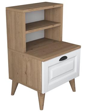 Öökapp Kalune Design BD105 1917, valge v./pähklipuu v., 74.4 cm x 45 cm x 40 cm