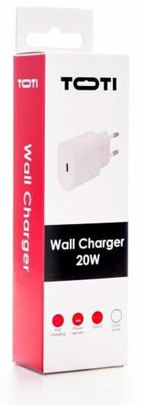 Зарядное устройство для телефона Toti, USB Type C, белый цв., 20 Вт