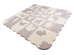 Kilimėlis kūdikiams - dėlionė Puzzle Mat 6269, 113 cm x 113 cm, 36 vnt, pilka sp. smėlio ruda sp.