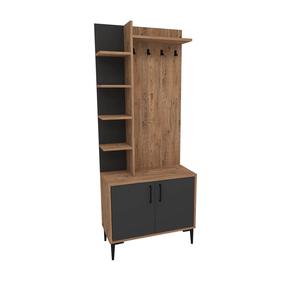 Drēbju pakaramais ar plauktu Kalune Design Julendor, 182.8 cm, antracīta krās./priedes krās.