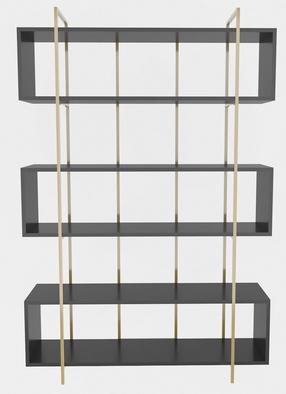 Pastatoma lentyna Kalune Design Bruti 875ZNA4509, antracito sp./aukso sp., 180 cm x 29.6 cm x 120 cm