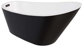 Ванна, свободно устанавливаемая Besco Melody Black&White Matt, 150 см x 80 см x 72 см, овальная, белый цв./черный цв.