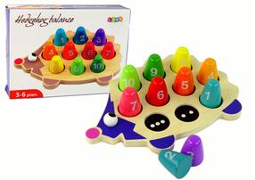 Деревянная счетная игрушка Lean Toys Hedgehog Balance, 3 см, многоцветный, 11 шт.