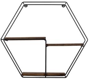 Sieninė lentyna Kalune Design Narcissus, juoda sp./riešuto sp., 53 cm x 15 cm x 60 cm