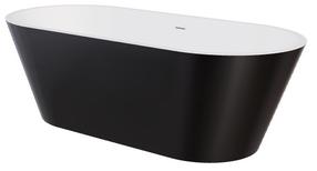 Vonia, laisvai pastatoma Besco Deeva Black&White, 160 cm x 75 cm x 58 cm, ovalas, skaidri sp./aukso sp.