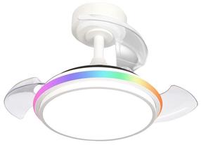 Lubinis ventiliatorius su lempa CristalRecord Antila Mini XS RGB, 40 W, balta sp./skaidri sp.