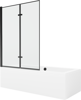 Vanna ar sieniņu, brīvi novietots Mexen Cube, 180 cm x 80 cm x 39 cm, taisnstūris, caurspīdīga krās./balta krās.