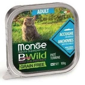 Kassi märgtoit Monge BWild Adult Anchovies With Vegetables, kalaliha/köögiviljad, 0.1 kg