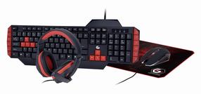Spēļu austiņu un peles komplekts Gembird Ultimate GGS-UMG4-02, melna krās./sarkana krās.