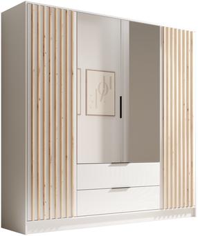 Шкаф ADRK Neri 200, белый цв./коричневатый цв., 200 см x 51 см x 200 см, с зеркалом