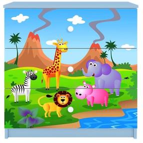 Vaikiška komoda Kocot Kids Babydreams Safari, mėlyna sp./įvairių spalvų, 41 cm x 80 cm x 80.5 cm