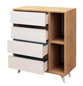 Комод Kalune Design Tsela 811MDD3409, дубовый цв./белый цв., 86 см x 70 см x 40 см