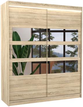 Spinta ADRK Toledo LED, sonoma ąžuolo sp., 58 cm x 180 cm x 215 cm, su veidrodžiu