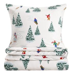 Kalėdinis patalynės užvalkalų komplektas Homla Skiers 758980, mėlynas/baltas/raudonas, 200 x 220 cm