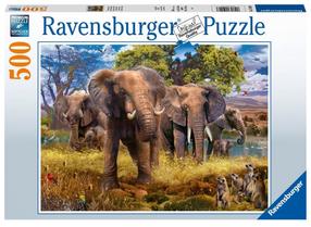 Пазл Ravensburger Elephant Family, 36 см x 49 см, 500 шт., многоцветный
