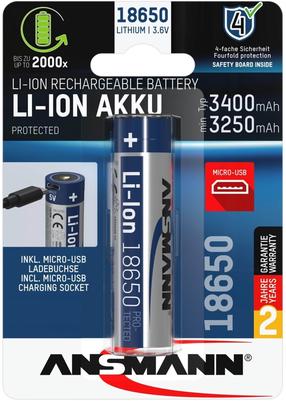 Laetav aku Ansmann 1307-0003, Li-Ion (18650), 3400 mAh
