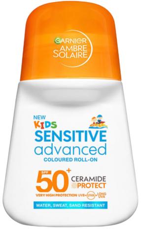 Средство для ухода за загаром для тела/для лица Garnier Kids Sensitive Advanced Colored Roll-On SPF50+, 50 мл