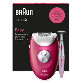 Epilators Braun Silk•épil 3 SE3-202, balta krās./rozā krās.