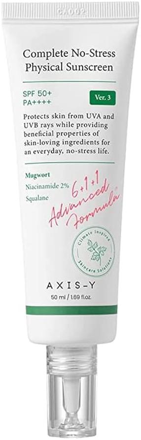 Крем для ухода за загаром для лица Axis-y Complete No-Stress Physical Sunscreen SPF50+, 50 мл