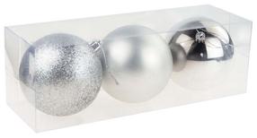 Ziemassvētku eglīšu rotaļlietu komplekts TG63128-1, sudraba krās., 10 cm, plastmasa, 3 gab.