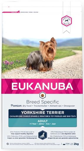 Sausā suņu barība Eukanuba Yorkshire, vistas gaļa/tītara gaļa, 2 kg