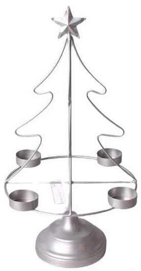 Žvakidė Mondex Christmas Tree HTOP2953, metalas, 38 cm, sidabro sp.