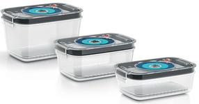 Набор коробок для еды Bosch Rectangular Set Vacuum Storage Box MSZV0FC3, 0.9 - 1.7 л, прозрачный цв./белый цв./серый цв., 3 шт.