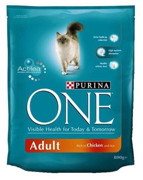 Сухой корм для кошек Purina One, курица/рис, 0.8 кг