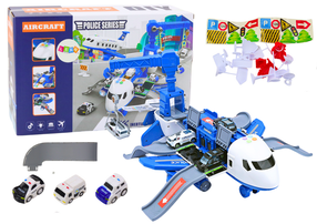  Žaislinis orlaivis su automobiliais Lean Toys Aircraft Police, įvairių spalvų