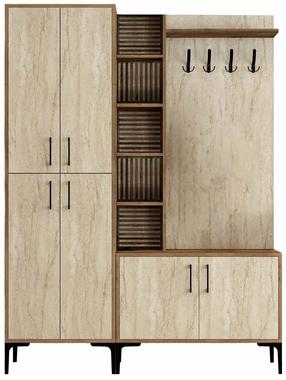 Prieškambario baldų komplektas Kalune Design Viyana Da, vidaus, riešuto sp./travertine sp.