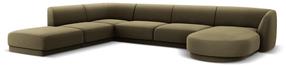 Kampinė sofa Micadoni Home Miley Velvet Panoramic 6 Seats, žalia sp., kairinė, 327 x 245 cm x 74 cm