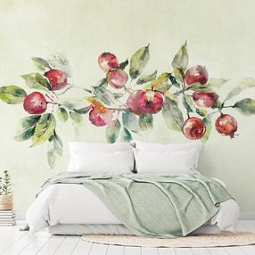 Fototapetas Artgeist Apple Branch - Delicate Landscape With A Plant And Apples On A White Background, 210 cm x 210 cm