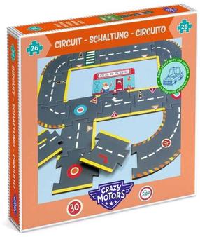 Dėlionė Djeco Crazy Motors City Circuit DJ05498, 55 cm x 87 cm, 26 vnt., pilka sp.