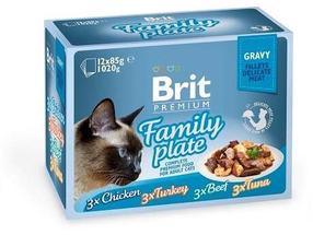 Влажный корм для кошек Brit Premium Family Plate, 0.085 кг x 12 шт.