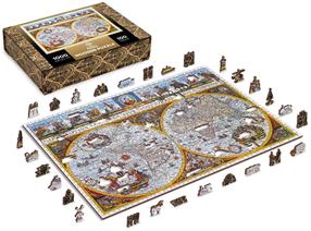 Medinė dėlionė Wooden City Map of Nova Terrarum, 51.9 cm x 37.5 cm, 1010 vnt., įvairių spalvų