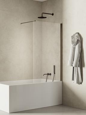 Vonios sienelė Magnifity Fonta, 90 cm x 140 cm, skaidri sp./metalinė juoda sp./skaidrus