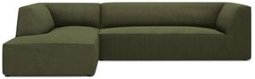 Kampinė sofa Micadoni Home Ruby 4 Seats, tamsiai žalia sp./žalia sp., kairinė, 273 x 180 cm x 69 cm