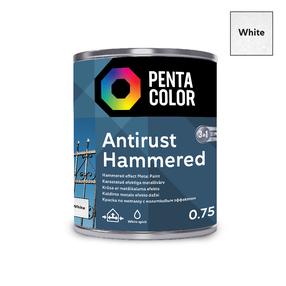 Emaliniai dažai, universalūs Pentacolor Anti Rust Hammered, blizgus, 0.75 l, balta sp.