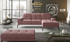 Kampinė sofa Torrense Mat Velvet 63, rožinė sp., dešininė, 265 x 175 cm x 98 cm