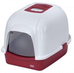 Uždaro tipo kačių tualetas Europet Bernina Medio Bordo, balta sp./raudona sp., 56 cm x 43 cm x 40 cm
