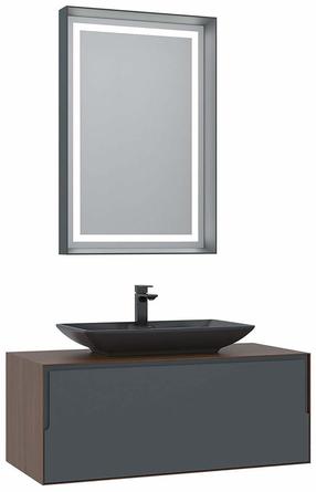 Vonios kambario baldų komplektas Kalune Design Craft, antracito sp./riešuto sp., 50 cm x 100 cm x 40 cm