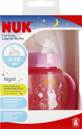 Детская поилка Nuk First Choice Learner Bottle Night, 150 мл, 6+ мес., розовый цв.