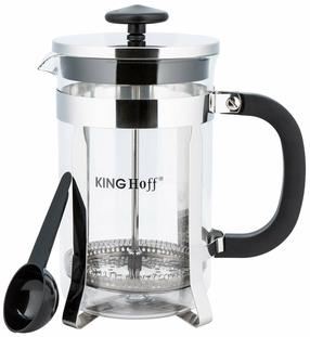 Kavinukas French Press King Hoff KH-4836, 0.35 l, skaidri sp./sidabro sp./juoda sp.