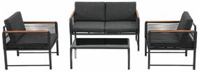 Āra mēbeļu komplekts Patio Marcelle, melns krās./pelēks krās., 4 sēdvietas