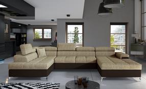 Kampinė sofa Eduardo Berlin 03, Soft 66, šviesiai ruda sp./tamsiai ruda sp., kairinė, 202 x 345 cm x 90 cm