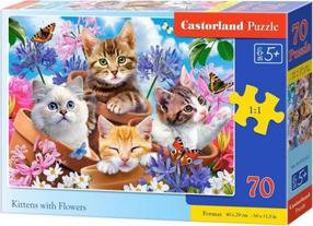 Пазл Castorland Kittens In Flowers 070107, 29 см x 40 см, 70 шт., многоцветный