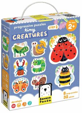 Dėlionė, vabzdžiai Bananapanda Progressive Tiny Creatures, įvairių spalvų, 32 vnt.